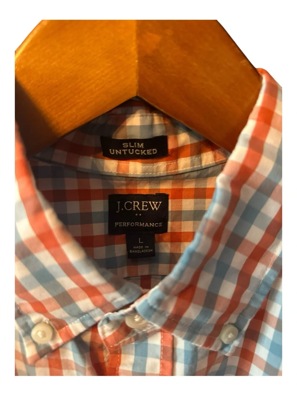 J. Crew Men's Orange and Blue Plaid Button-Down Shirt